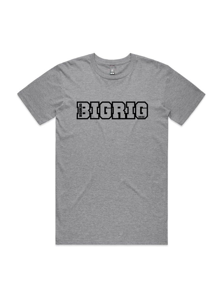 Grey Marle crew neck TShirt with BIGRIG block Long Logo across chest.