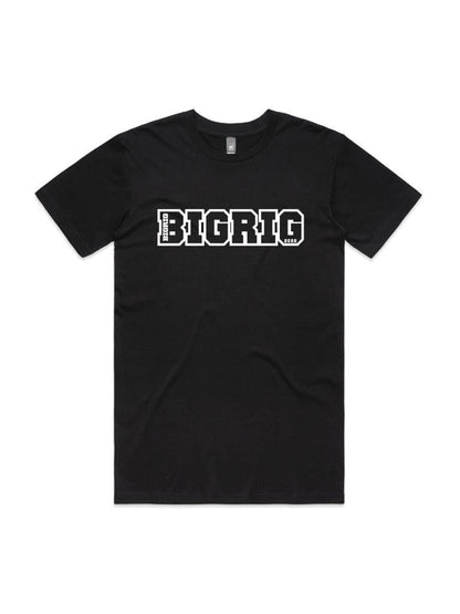 Black crew neck TShirt with BIGRIG block Long Logo across chest. 